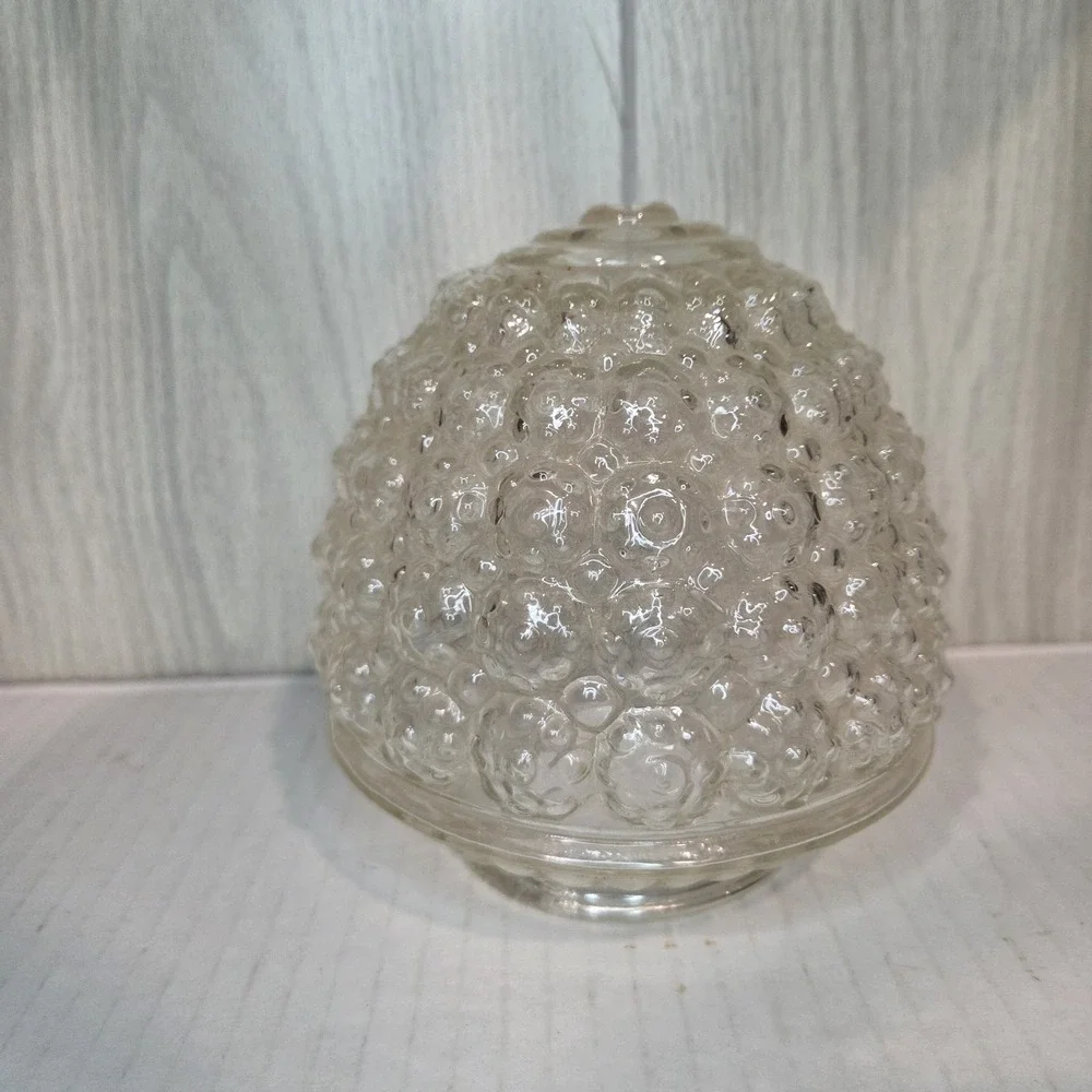 Vintage MCM Beehive Acorn Glass Globe Light Shade w/ Brass 3-1/4